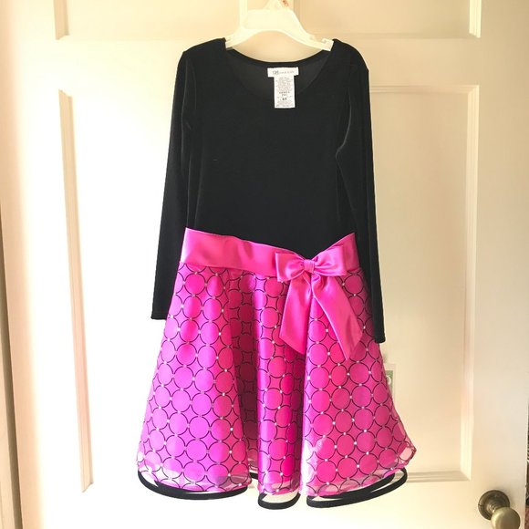 Bonnie Jean Other - Fuchsia-Pink Glitter Flock Circle Skater Dress 6X